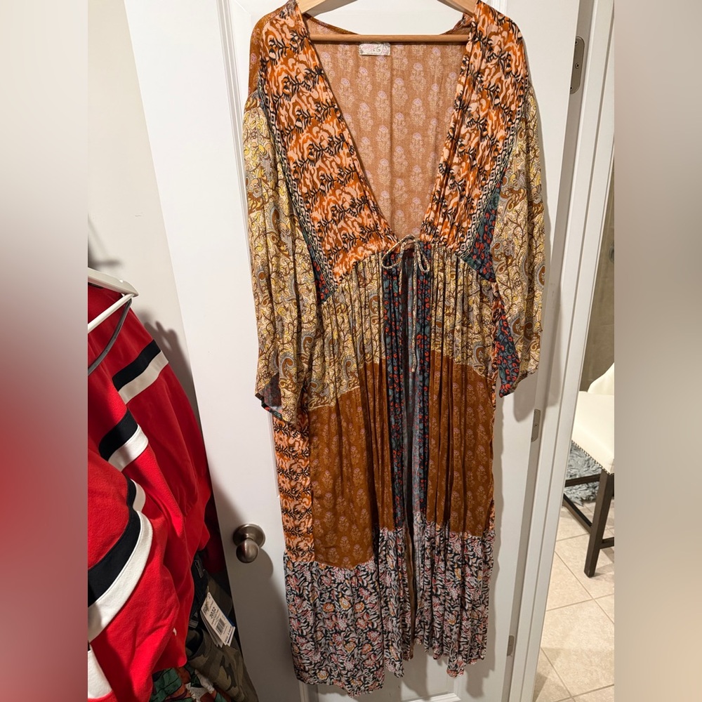 Free People Multicolor Bohemian Duster One Size